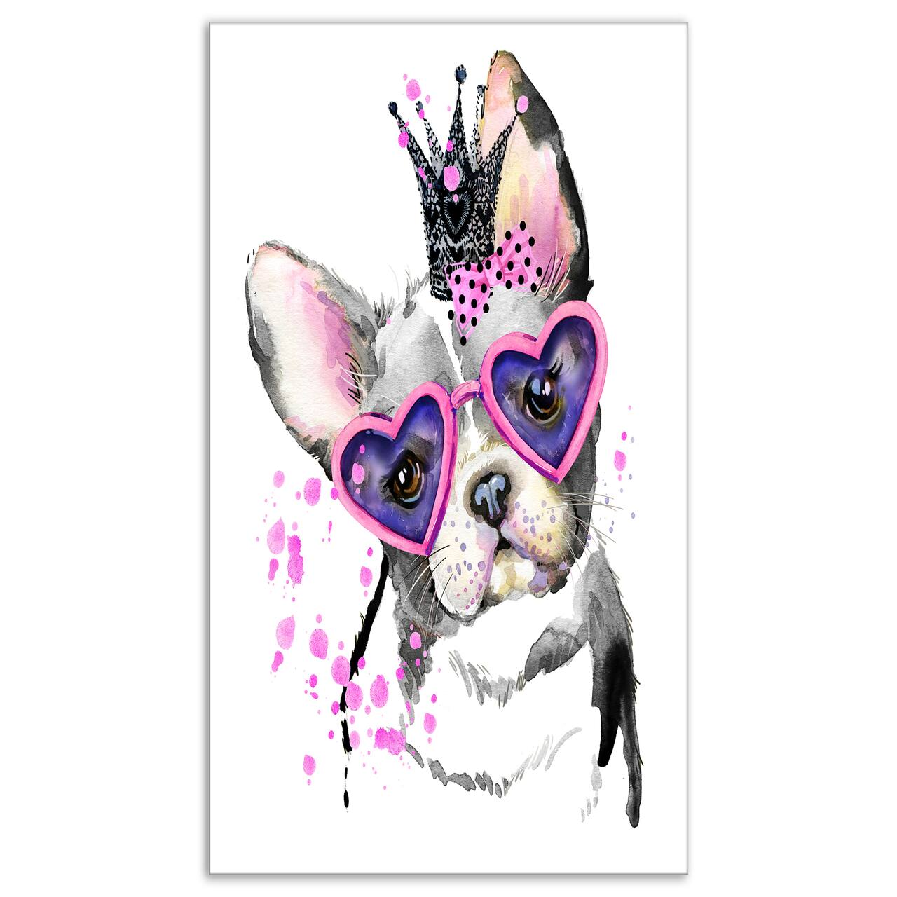 Designart - Sweet Funny Dog with Glasses - Animal Canvas Wall Art